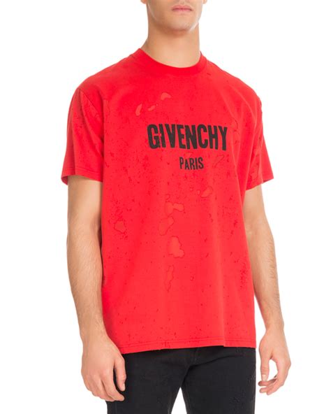 black and red givenchy shirt|Givenchy distressed t shirt.